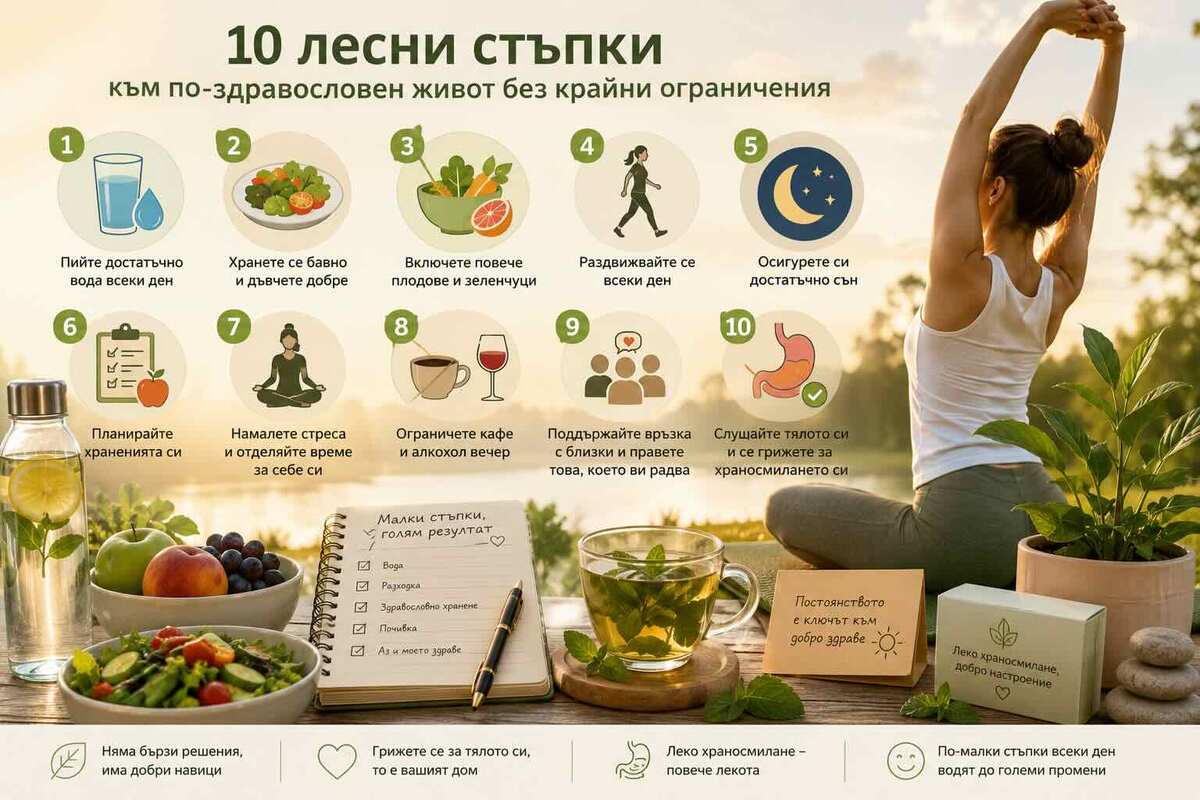 10 лесни стъпки към по-здравословен живот без крайни ограничения 10 лесни стъпки към по-здравословен живот без крайни ограничения